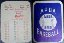 Mickey Mantle APBA Baseball Card