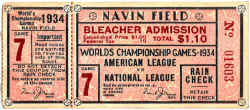 1934 World Series Ticket Stub Navin Field