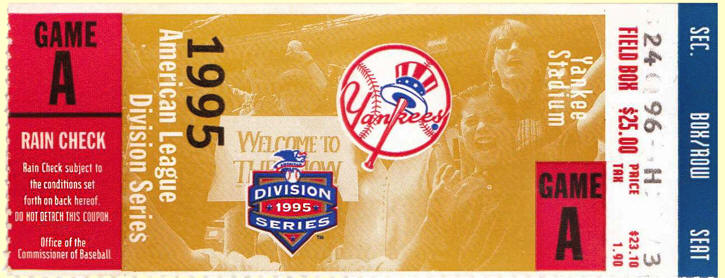 1995 First Wild Card Game Ticket Stub