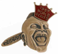 1957 Milwaukee Braves World Series Press Pin