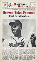 1960 Nu-Card Hi-Lites Hank Aaron Braves Take Pennant